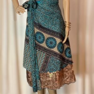 Double Layer Reversible Silk Wrap Skirt/Dress
